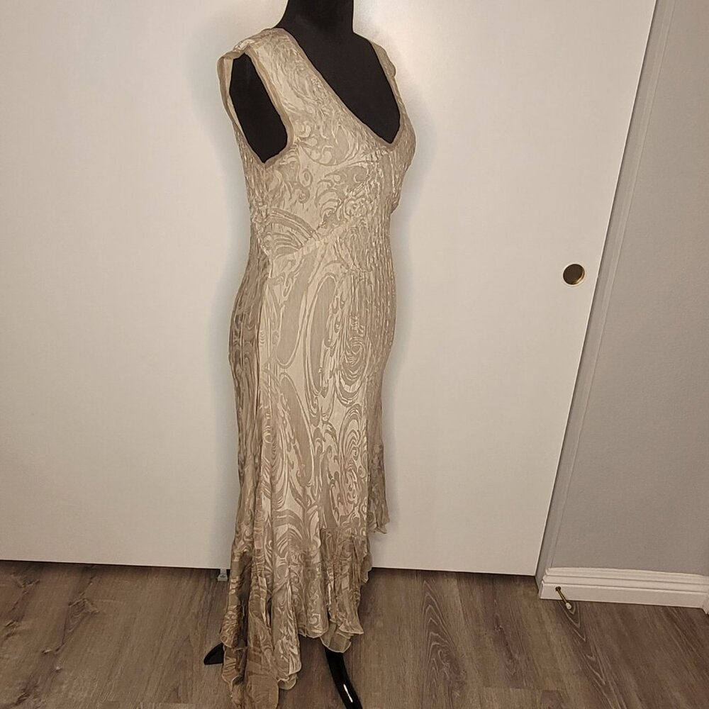 Komarov Beige Crinkle Maxi Dress – Size XL - Picture 2 of 11